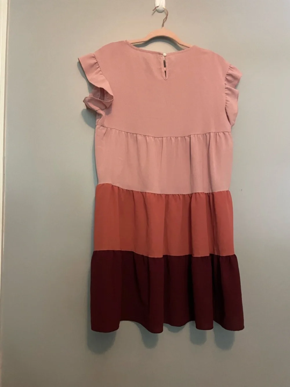 Pink Multicolor Women’s Smock Dress Ruffle Sleeve Dress Size Large - Picture 6 of 8